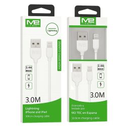 Cable de Carga y Datos Lightning Blanco de 3 Metros para iPhone y iPad