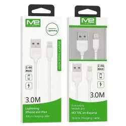 Cable de Carga y Datos Lightning Blanco de 3 Metros para iPhone y iPad