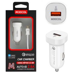 Cargador de Coche Carga Rápida de 14W 2.8A QC 3.0 y Cable Micro Usb