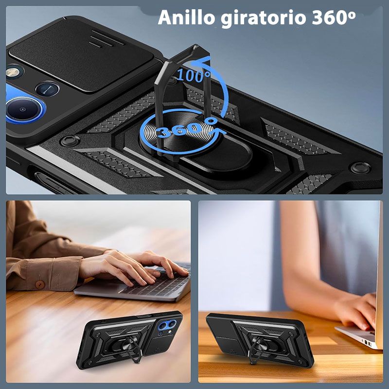 Funda Slide Armor con anillo para Xiaomi Redmi 15C
