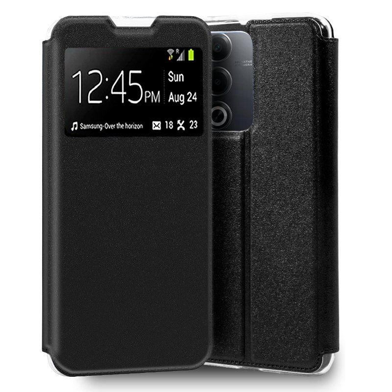 Funda con Tapa y Ventana para Oppo A5 4G / A5 5G negro