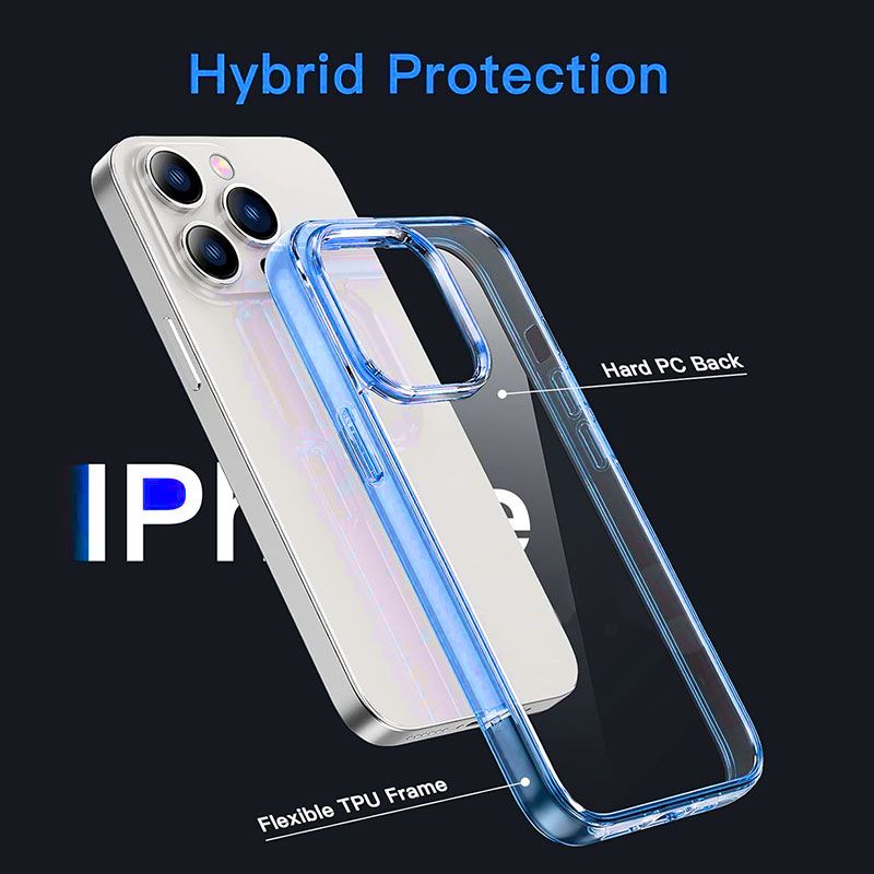 Funda Transparente con Borde Azul para iPhone 16 Pro