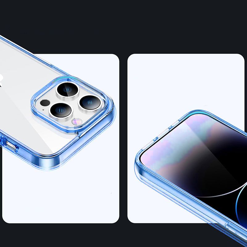 Funda Transparente con Borde Azul para iPhone 16 Pro
