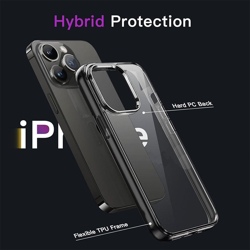 Funda Transparente con Borde Negro para iPhone 16 Pro