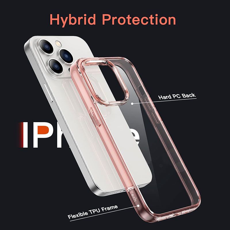 Funda Transparente con Borde Rosa para iPhone 16 Pro