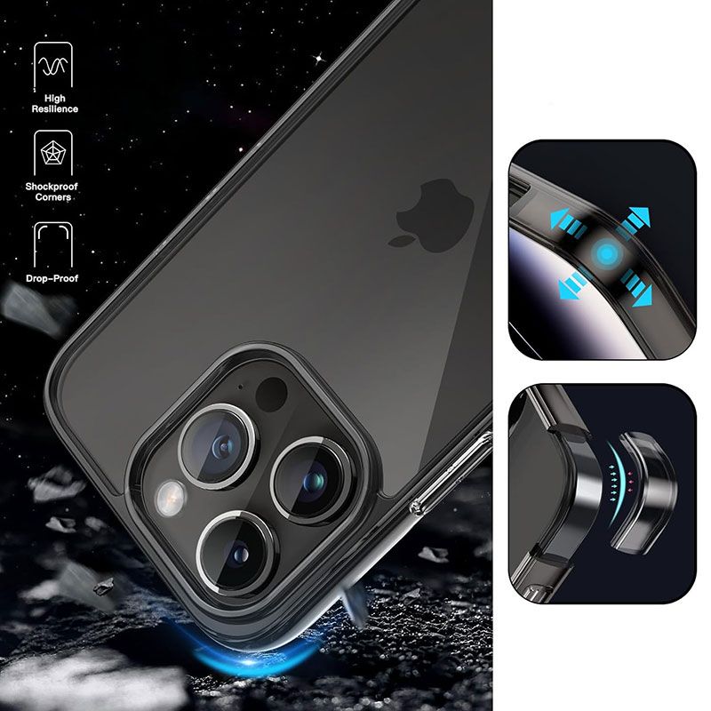 Funda Transparente con Borde Negro para iPhone 16 Pro Max