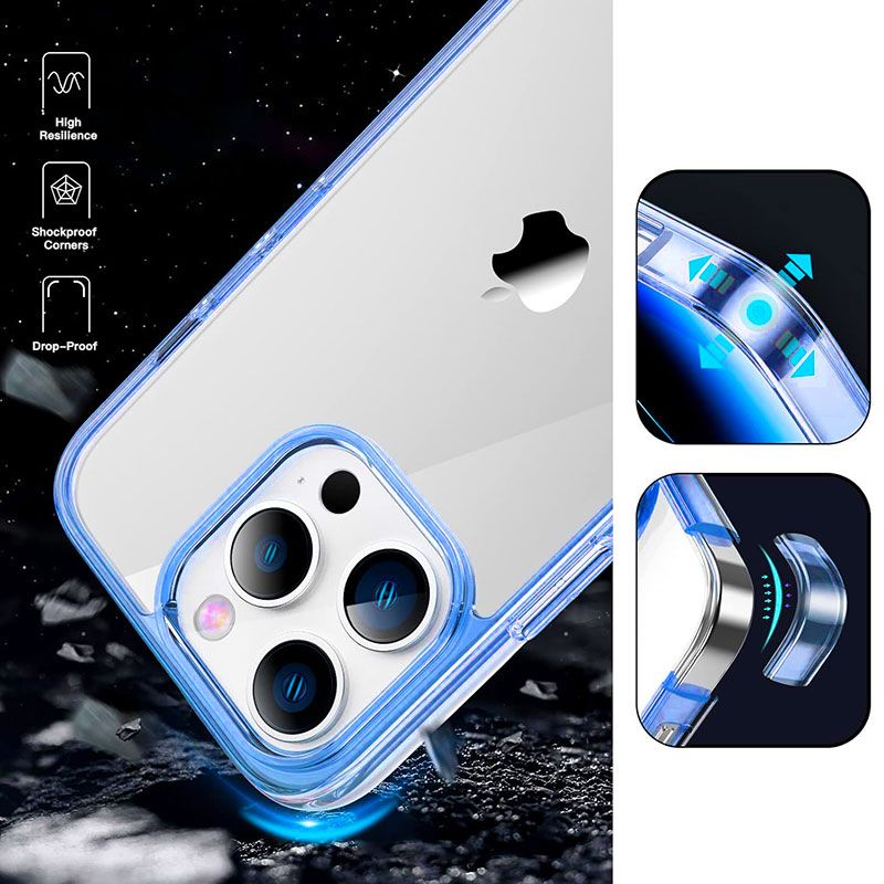 Funda Transparente con Borde Azul para iPhone 16 Pro Max