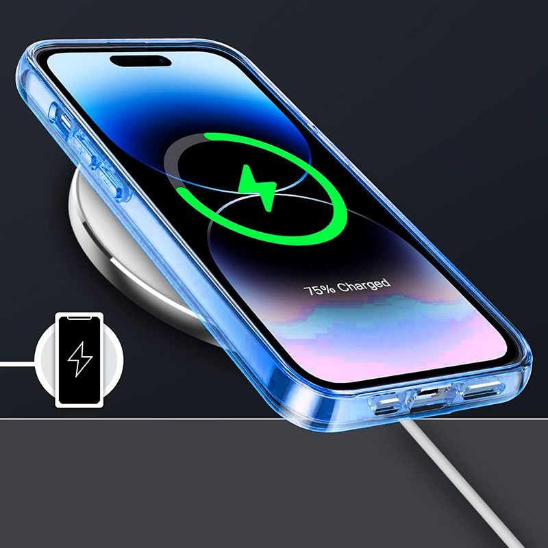 Funda Transparente con Borde Azul para iPhone 16 Pro Max