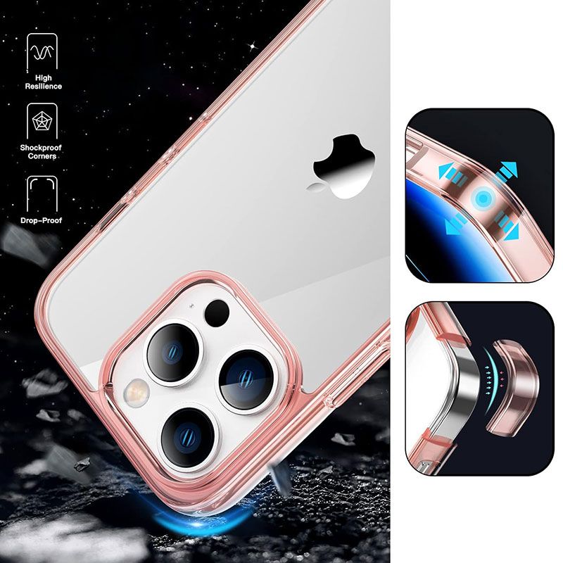 Funda Transparente con Borde Rosa para iPhone 16 Pro Max
