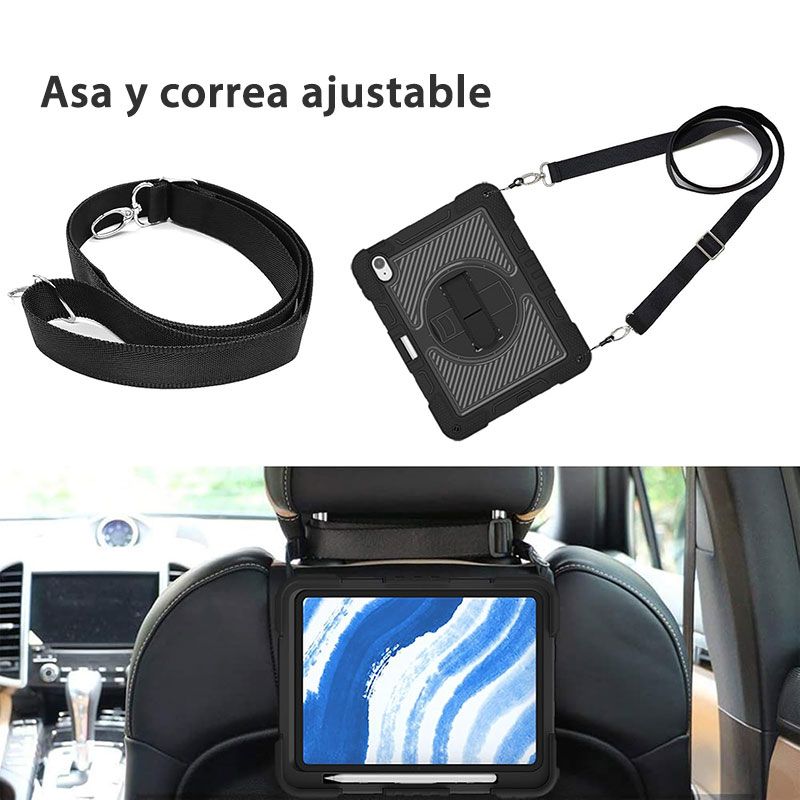 Funda Rugerizada con Asa y Correa para iPad 10 Gen y iPad 11 (A16)