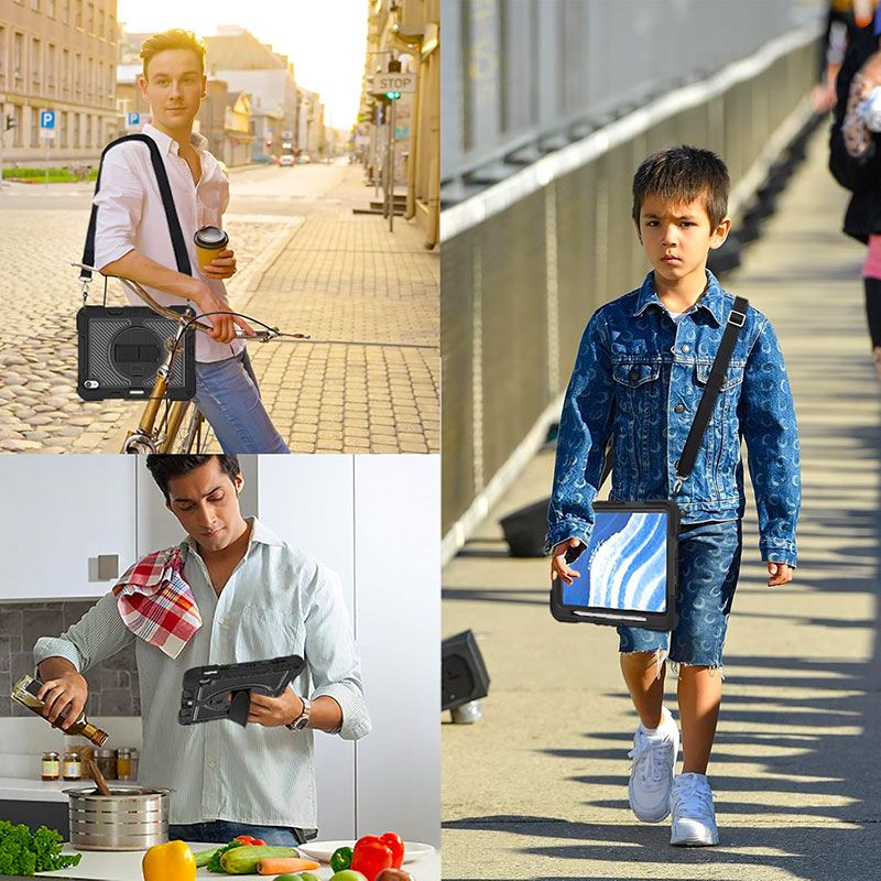 Funda Rugerizada con Asa y Correa para iPad 10 Gen y iPad 11 (A16)