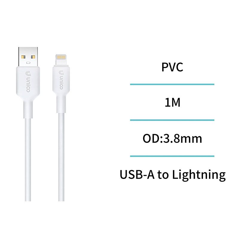 Cable Lightning blanco 3.4A de Carga Rápida y 1 Metro iPhone y iPad