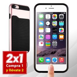 Funda rugerizada con bumper para iPhone 6 Plus y 6S Plus Oro Rosa