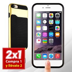 Funda rugerizada con bumper para iPhone 6 Plus y 6S Plus Dorado