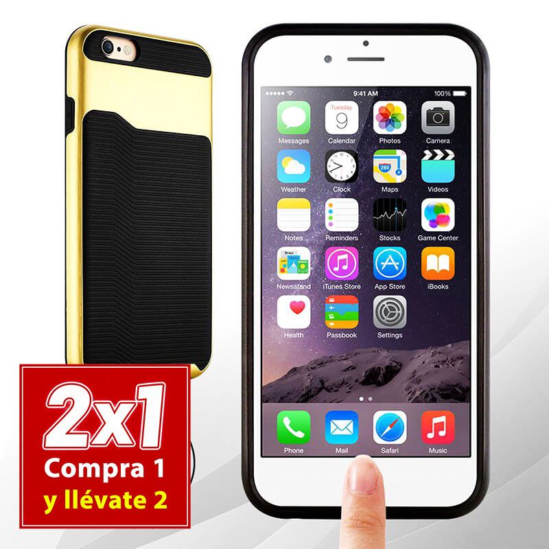 Funda rugerizada con bumper para iPhone 6 Plus y 6S Plus Dorado