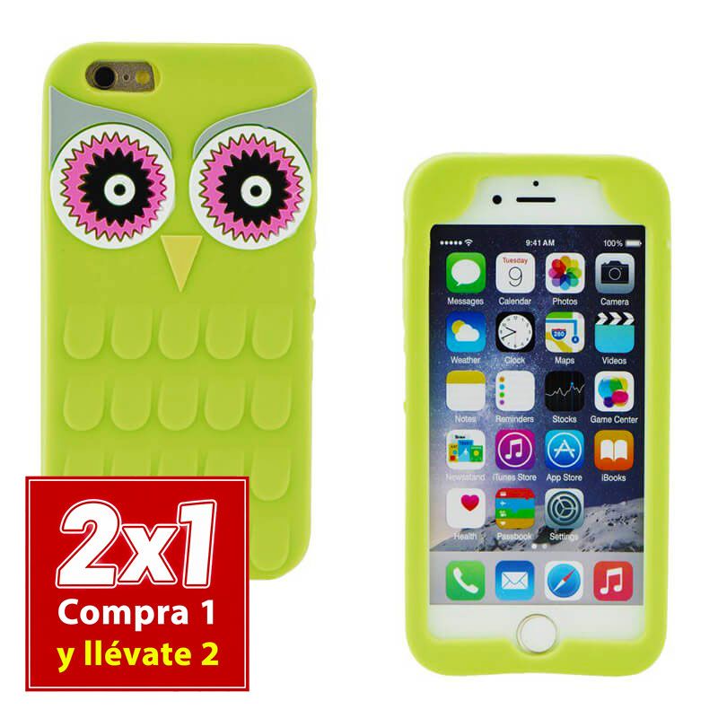 Funda 3D de Silicona Animal Buho Verde para Iphone 6 Plus / 6S Plus