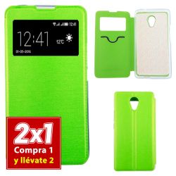 Funda con Tapa y Ventana para Wiko Robby Verde