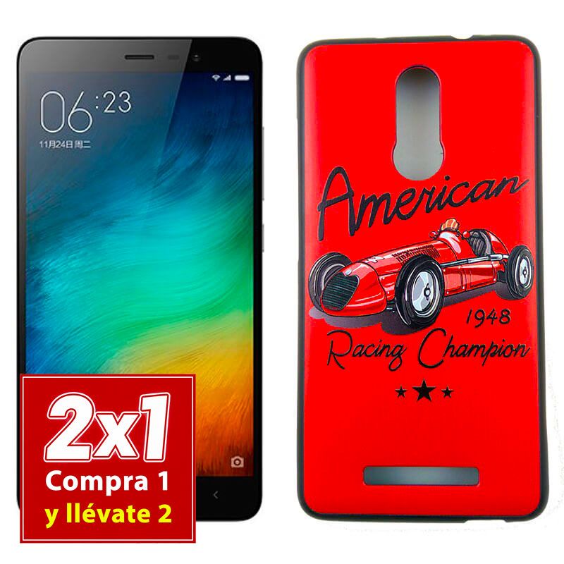 Funda Relieve American Racing Champion para Xiaomi Redmi Note 3 Rojo