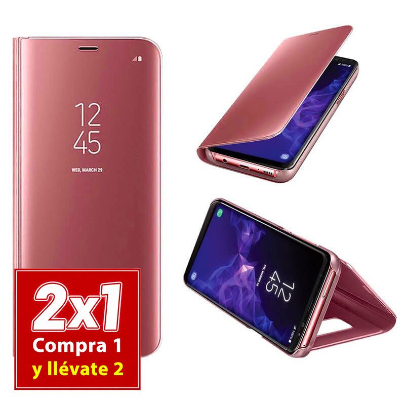 Funda de Espejo Rosa Clear View con soporte - Samsung Galaxy S9