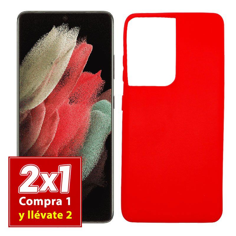 Funda roja para Samsung Galaxy S21 Ultra de silicona
