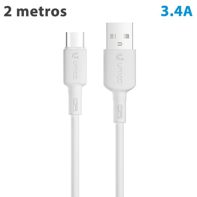 Cable USB a USB Tipo C 3.4A de 2 Metros y Carga Rápida