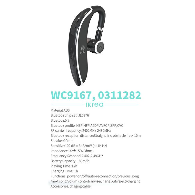 Auricular Manos Libres Bluetooth Earbud WC9167