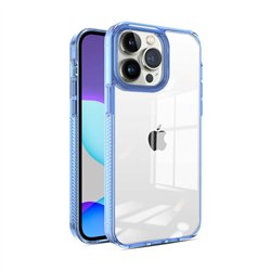 Funda Transparente con Borde Azul para iPhone 16 Pro Max