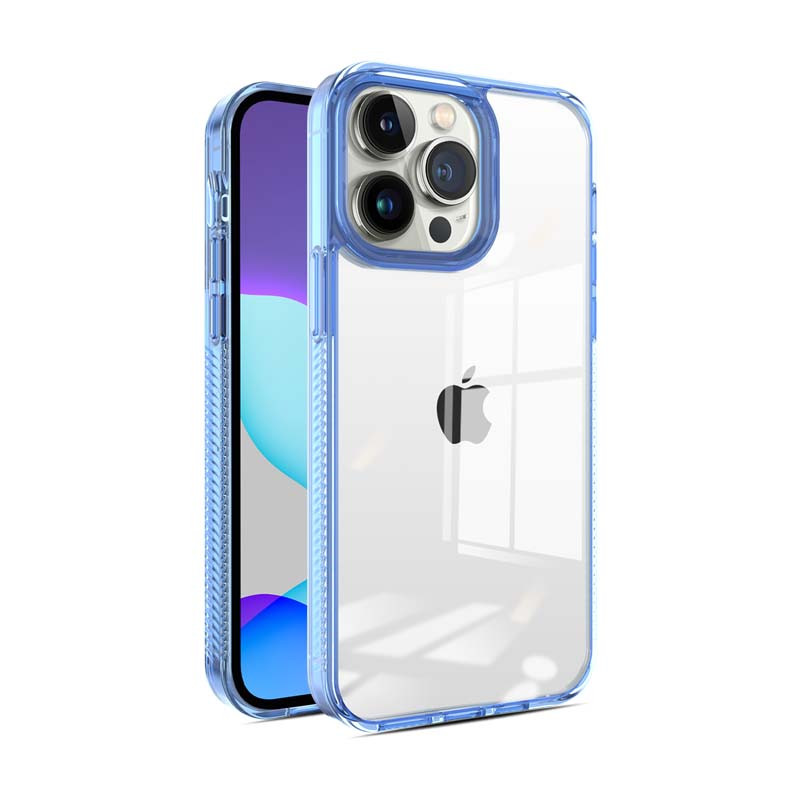 Funda Transparente con Borde Azul para iPhone 16 Pro Max
