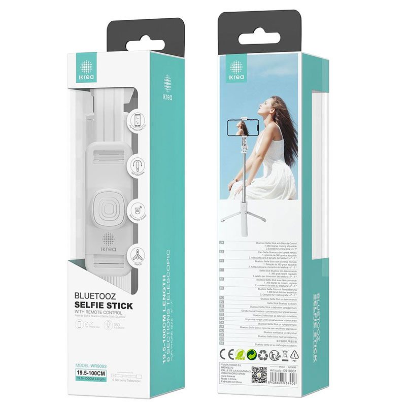 Palo Selfie con Trípode y Control Remoto Bluetooth WR9093