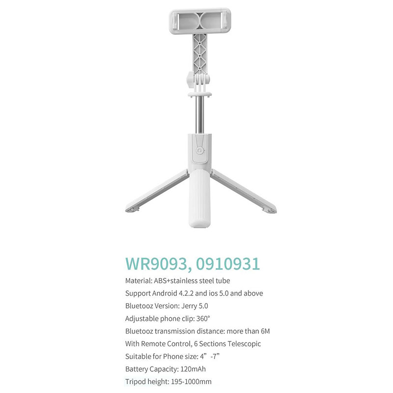 Palo Selfie con Trípode y Control Remoto Bluetooth WR9093