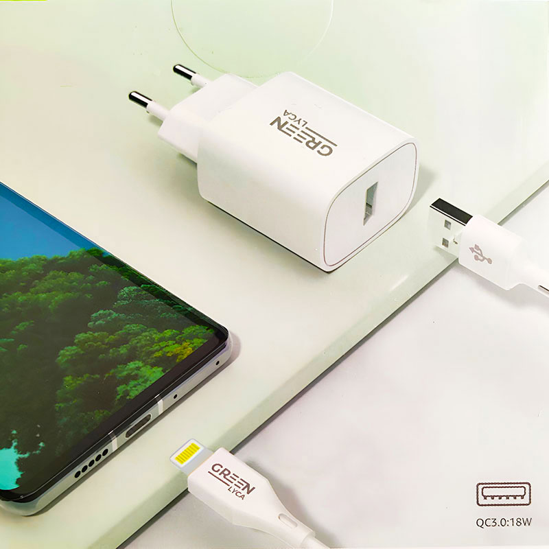 Cargador Usb a Lightning para iPhone Carga rápida 3A 18W QC 3.0