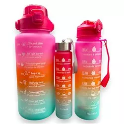 Set de 3 Botellas de Agua Deportivas para Ejercicio y Gimnasio