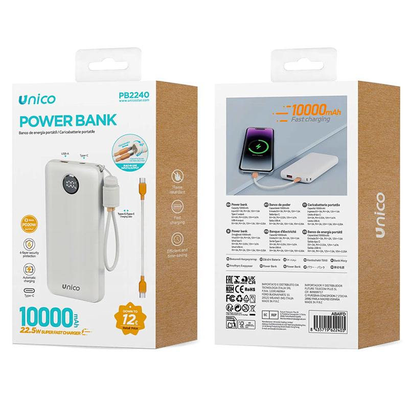 Power Bank 10000 mAh con Carga Rápida 22.5W 3A PB2240