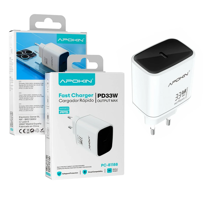 Cargador 33W GaN PD USB Tipo C de Carga Rápida
