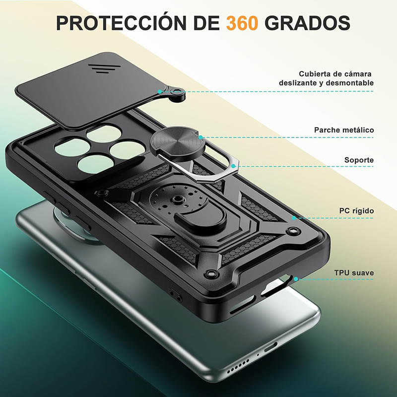 Funda Slide Armor con anillo para Xiaomi Redmi Note 15 4G/5G