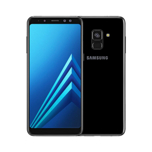 Teléfono Samsung Galaxy A8 2018 parte frontal y trasera