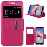 Funda rosa de libro con tapa y ventana para Honor 7X